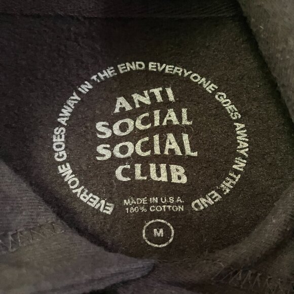 Anti Social Social Club Mens Neon Green A Is For Hoodie Size Medium Black AN EXC - Picture 6 of 8